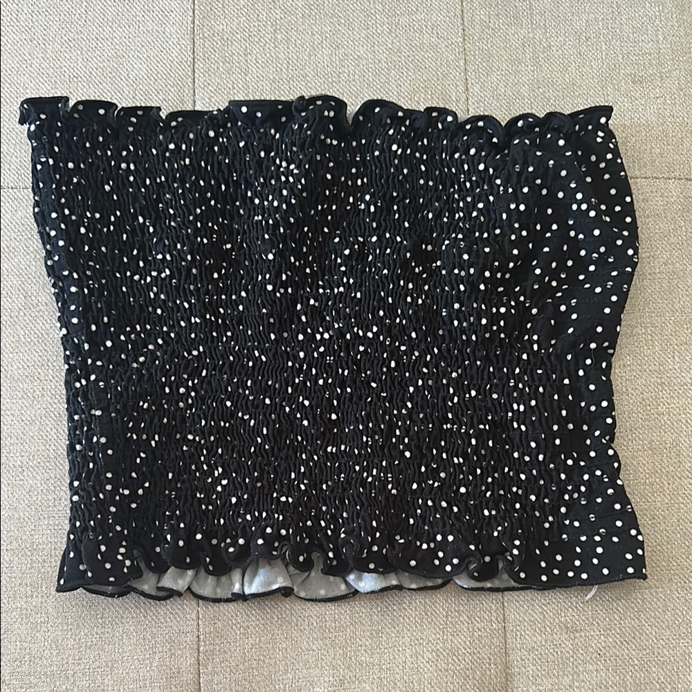 Socialite Black and White Smocked Mini Crop Top